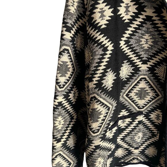 Vintage Jane Ashley Cross Knit Aztec black N White Jacket Size XL 23x29 - Picture 5 of 7